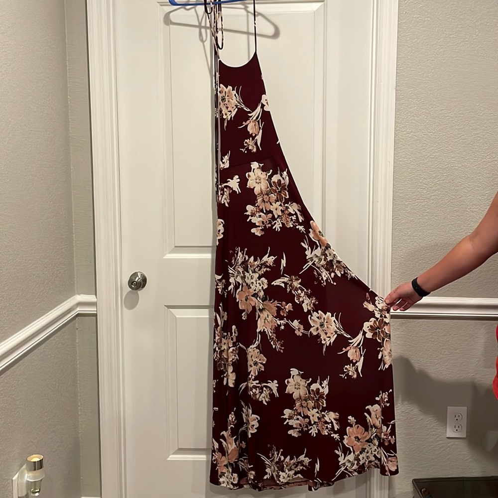 Windsor long open back dress w/slits